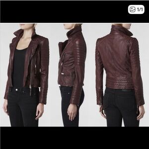 ALL SAINTS Oxblood Pitch leather jacket